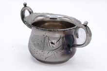 Load image into Gallery viewer, Antique Quadruple Silverplate Sugar Bowl – Floral Engraved, Double Handles, Pattern 46
