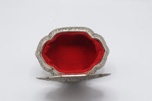 Load image into Gallery viewer, Japan Silver Tone Filigree Trinket Box Red Velvet Floral Jewelry Casket
