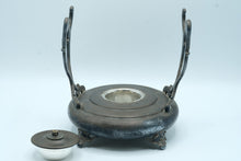 Load image into Gallery viewer, Antique Silver Plate Spirit Kettle Stand Burner Ornate Folding Handles
