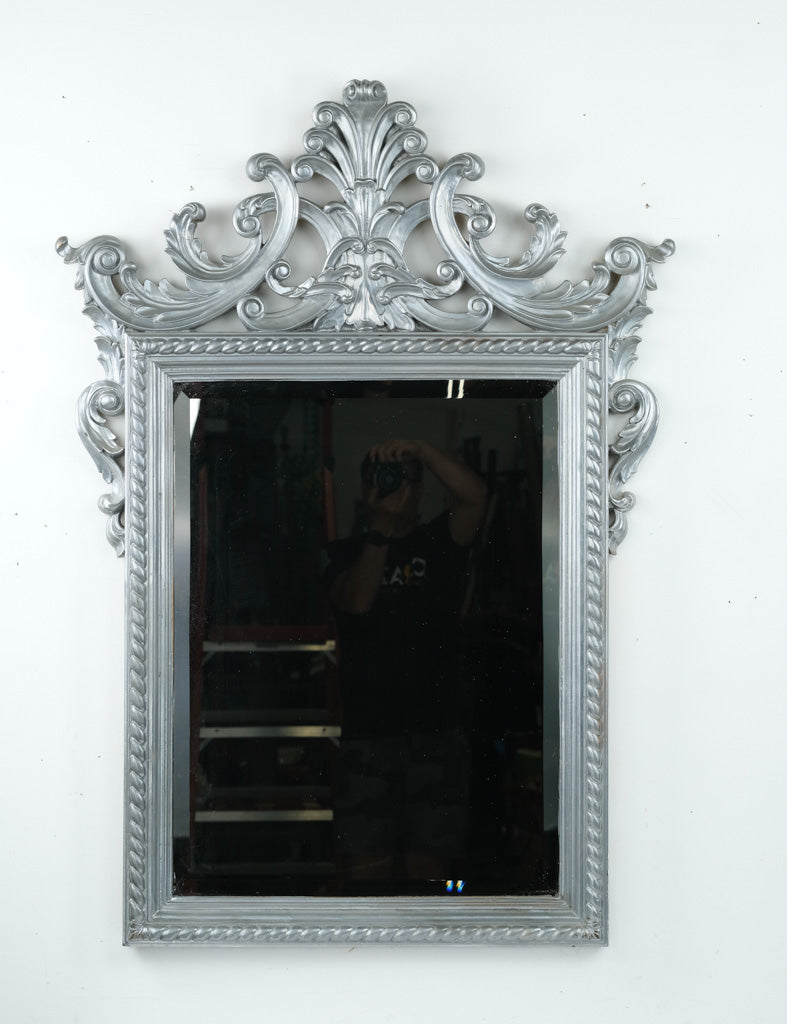 The Belle Époque Crest Mirror – Silver Over Gilt Ornate Wall Mirror (36