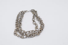 Load image into Gallery viewer, Two Tone Multi Strand Statement Chain Necklace Silver Gold Tone Rope Links
