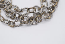 Load image into Gallery viewer, Two Tone Multi Strand Statement Chain Necklace Silver Gold Tone Rope Links
