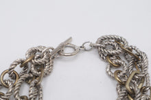Load image into Gallery viewer, Two Tone Multi Strand Statement Chain Necklace Silver Gold Tone Rope Links
