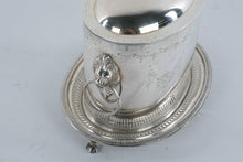 Load image into Gallery viewer, Antique English Silverplate Biscuit Box Lion Mask Handles Oval Stand
