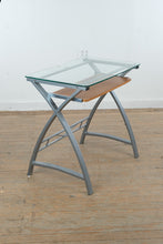 Load image into Gallery viewer, Z-Line Glass Top Computer Desk with Keyboard Tray and Metal Frame

