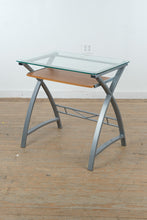 Load image into Gallery viewer, Z-Line Glass Top Computer Desk with Keyboard Tray and Metal Frame
