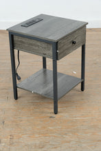 Load image into Gallery viewer, Modern Gray Wood Nightstand with Charging Station and Drawer Storage
