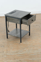 Load image into Gallery viewer, Modern Gray Wood Nightstand with Charging Station and Drawer Storage
