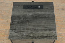 Load image into Gallery viewer, Modern Gray Wood Nightstand with Charging Station and Drawer Storage
