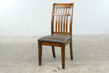Load image into Gallery viewer, Mission Style Wooden Slat Back Dining Chair with Padded Taupe Seat
