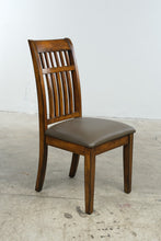 Load image into Gallery viewer, Mission Style Wooden Slat Back Dining Chair with Padded Taupe Seat
