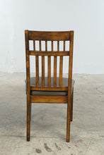 Load image into Gallery viewer, Mission Style Wooden Slat Back Dining Chair with Padded Taupe Seat
