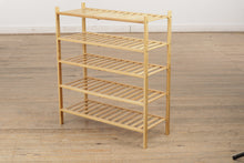 Load image into Gallery viewer, Slatted Bamboo 5-Tiered Shelving Unit / Shoe Rack
