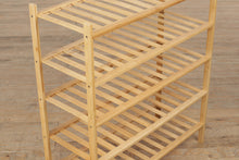 Load image into Gallery viewer, Slatted Bamboo 5-Tiered Shelving Unit / Shoe Rack
