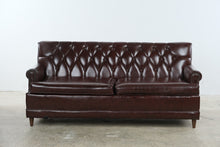 Load image into Gallery viewer, Burgundy Tufted Chesterfield Sleeper Sofa with Full-Size Pullout Bed
