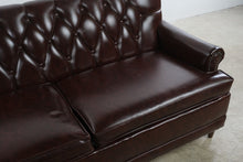 Load image into Gallery viewer, Burgundy Tufted Chesterfield Sleeper Sofa with Full-Size Pullout Bed

