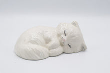 Load image into Gallery viewer, Vintage 1990 Japan Sleeping White Cat Ceramic Figurine Long Hair Kitty
