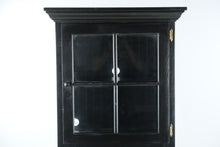 Load image into Gallery viewer, Black Painted Linen Cabinet with Glass Door | Bathroom or Pantry Storage Cabinet
