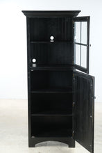 Load image into Gallery viewer, Black Painted Linen Cabinet with Glass Door | Bathroom or Pantry Storage Cabinet
