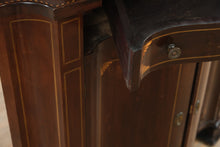Load image into Gallery viewer, Mahogany Corner Curio Cabinet with Inlaid Banded Detail and Glazed Doors
