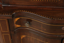 Load image into Gallery viewer, Mahogany Corner Curio Cabinet with Inlaid Banded Detail and Glazed Doors
