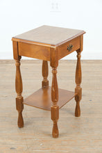 Load image into Gallery viewer, Maple One Drawer Side Table with Lower Shelf and Turned Legs
