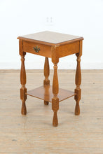 Load image into Gallery viewer, Maple One Drawer Side Table with Lower Shelf and Turned Legs
