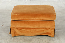 Load image into Gallery viewer, Orange Velvet Upholstered Ottoman Purple Geometric Slipcover 27 Inch Footstool
