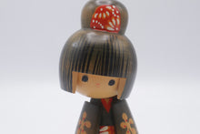 Load image into Gallery viewer, Vintage Japanese Kokeshi Doll Red Hair Ornament Floral Kimono 5 Inch
