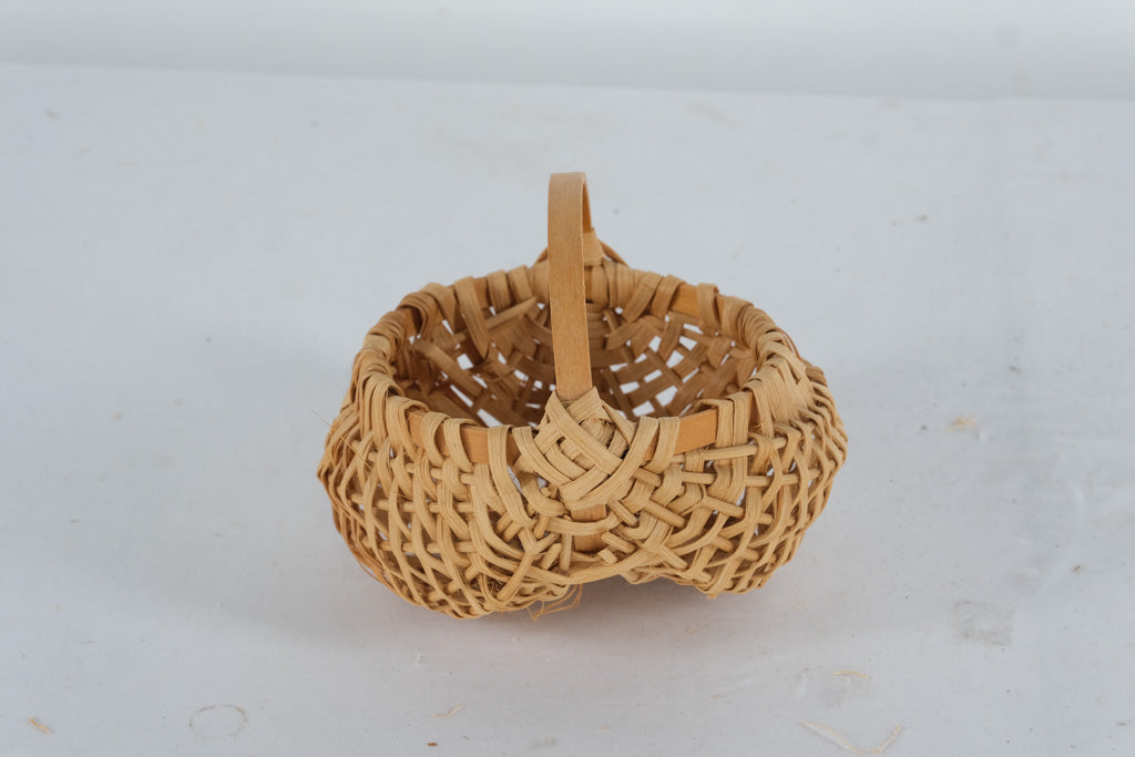 Handwoven Mini Buttocks Basket – 6.5” x 6” x 5” Rustic Split Reed Gathering Basket