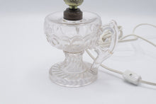 Load image into Gallery viewer, Vintage Pressed Glass Cup Table Lamp Clear Glass Handle Pleated Shade
