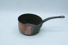 Load image into Gallery viewer, Antique French Copper Saucepan Tinned Interior Forged Iron Handle Heavy Cookware
