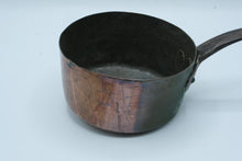 Load image into Gallery viewer, Antique French Copper Saucepan Tinned Interior Forged Iron Handle Heavy Cookware
