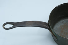 Load image into Gallery viewer, Antique French Copper Saucepan Tinned Interior Forged Iron Handle Heavy Cookware
