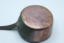 Load image into Gallery viewer, Antique French Copper Saucepan Tinned Interior Forged Iron Handle Heavy Cookware

