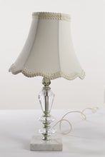 Load image into Gallery viewer, Pair of Smaller Clear Glass Crystal Lamps with Marble Bases
