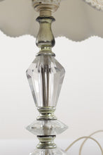 Load image into Gallery viewer, Pair of Smaller Clear Glass Crystal Lamps with Marble Bases
