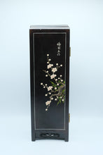 Load image into Gallery viewer, Chinese Four Panel Tabletop Folding Screen Hardstone Flowers Black Lacquer
