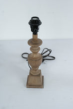 Load image into Gallery viewer, Small Turned Wood Table Lamp Natural Finish Cottage Farmhouse Accent Lamp
