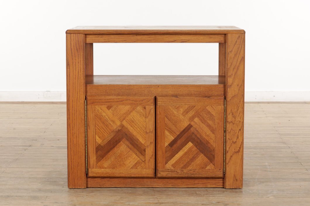 Small Oak Cabinet with Parquet Pattern