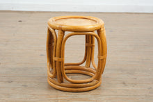 Load image into Gallery viewer, Rattan Bamboo Plant Stand Round 12 Inch Top 14 Inch Height Boho
