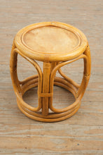 Load image into Gallery viewer, Rattan Bamboo Plant Stand Round 12 Inch Top 14 Inch Height Boho
