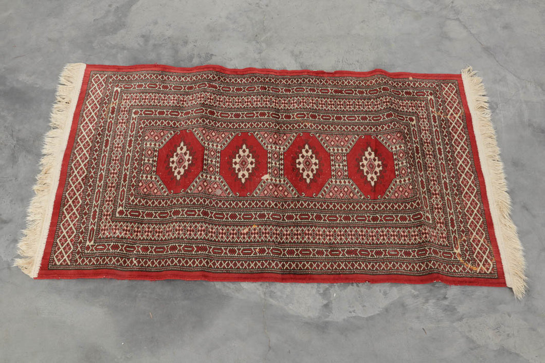 Small Red Geometric Patterned Rug - 2' x 3.5'