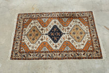 Load image into Gallery viewer, Hand Woven Wool Area Rug Persian Style Tribal Medallion Cream Orange Blue
