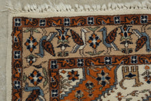 Load image into Gallery viewer, Hand Woven Wool Area Rug Persian Style Tribal Medallion Cream Orange Blue
