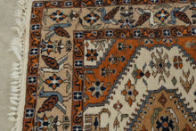 Load image into Gallery viewer, Hand Woven Wool Area Rug Persian Style Tribal Medallion Cream Orange Blue
