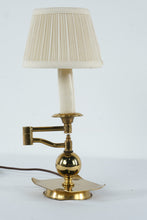 Load image into Gallery viewer, Vintage Brass Swing Arm Table Lamp Adjustable Desk Lamp with Pleated Shade
