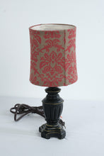 Load image into Gallery viewer, Traditional Accent Table Lamp Black Gold Finish Red Damask Shade
