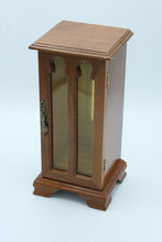 Load image into Gallery viewer, Mini Wooden Jewelry Cabinet with Mirrored Back &amp; Rotating Hook – 11.5&quot; Tall
