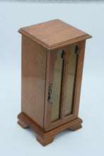 Load image into Gallery viewer, Mini Wooden Jewelry Cabinet with Mirrored Back &amp; Rotating Hook – 11.5&quot; Tall
